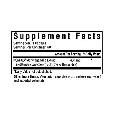 Seeking Health Ashwagandha Extract, Potent 467 mg Natural Ashwagandha with 5 Withanolide, Supports Balanced Mood, Focus, and Sleep, Vegan and Vegetarian (60 Capsules)