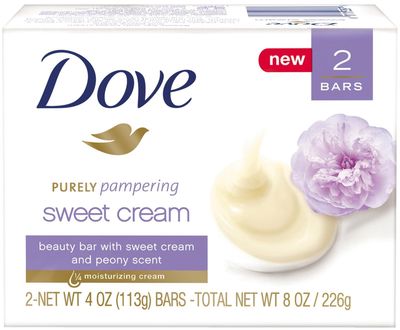 Dove Purely Pampering Beauty Bar Sweet Cream And Peony 4 Ounce, 2 ct