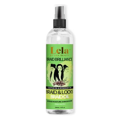 Lela Beauty Braid Locks Braid Oil - Hydrating Nourishing, Anti-Frizz Shine with Castor Rosemary Oil, 240mL7.1 fl oz