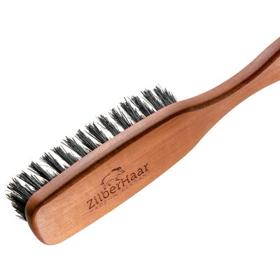 ZilberHaar Long Hair Brush - Soft Boar Bristles - Exfoliating and Conditioning for Men's Beards Skin - Compatible with Beard Balms and Oils