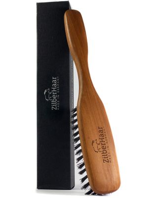 ZilberHaar Long Hair Brush - Soft Boar Bristles - Exfoliating and Conditioning for Men&#39;s Beards Skin - Compatible with Beard Balms and Oils