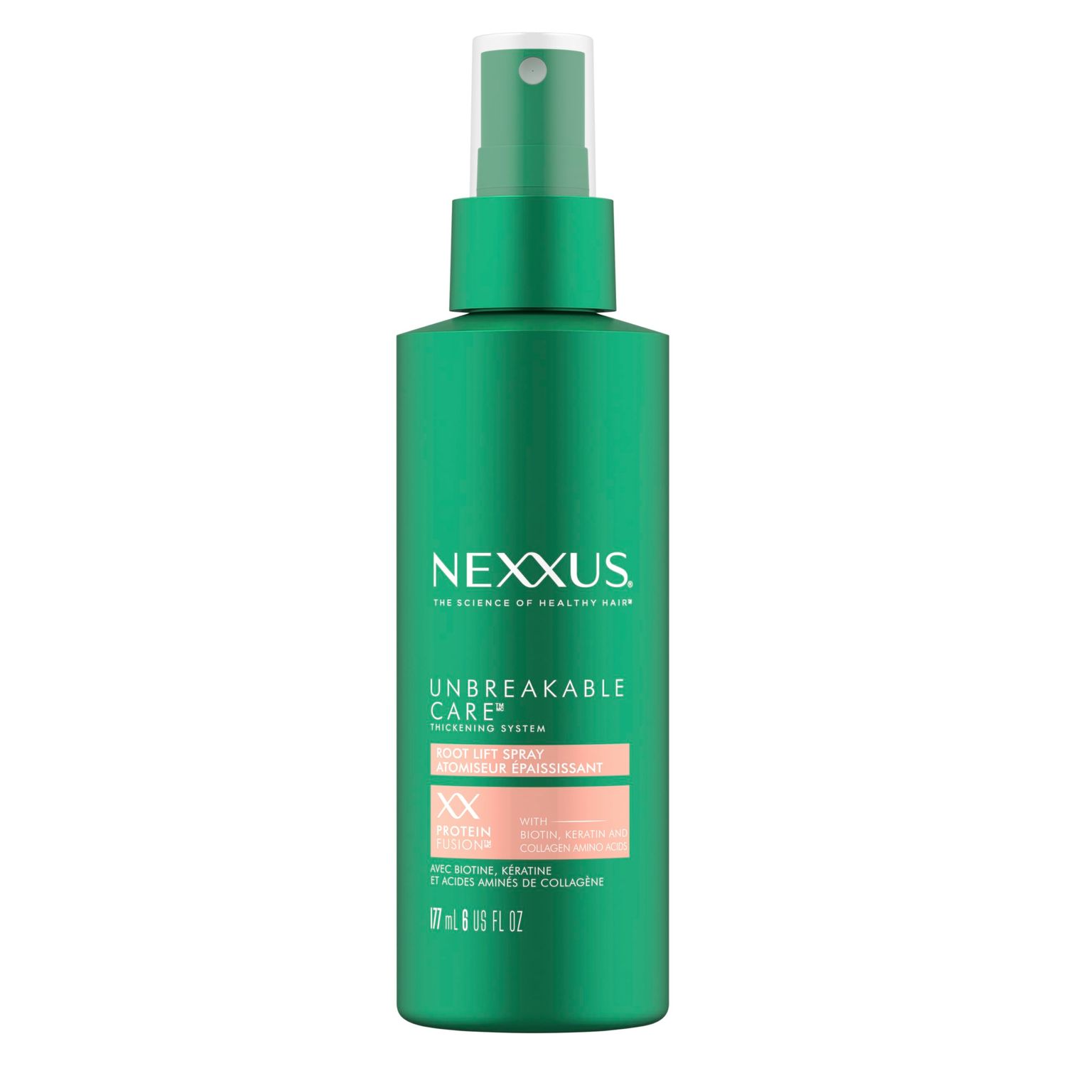 Nexxus Root Lift Thickening Spray Unbreakable Care with ProteinFusion Blend of Biotin, Keratin Collagen Amino Acids, 6 oz