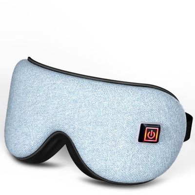 BOQUBOO Cordless Heat Cooling Sleep Eye Mask for Dry Eyes Migraines Improve Sleeping, Heated Eye Mask for Birthday Mothers Days Gifts (Blue)