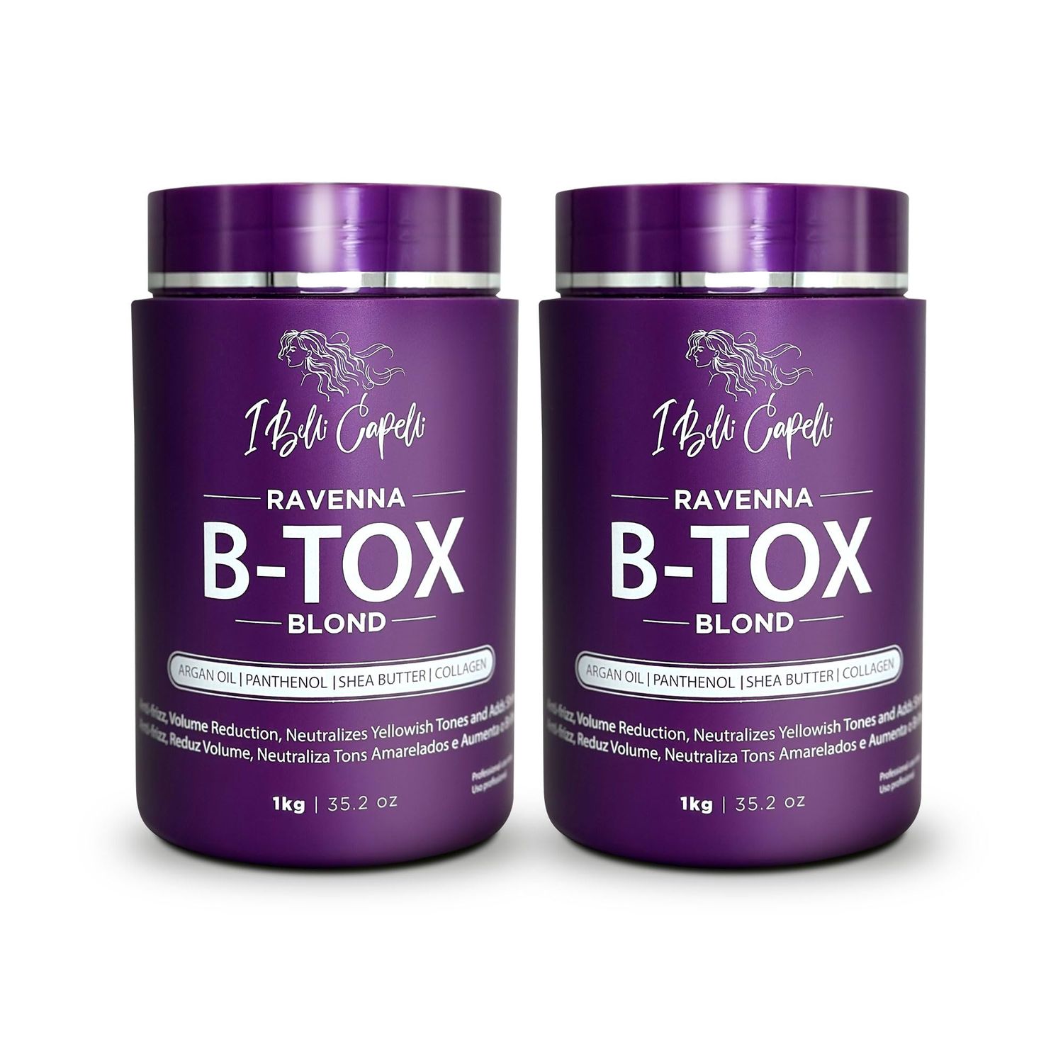 I Belli Capelli Ravenna Hair B-tox Treatment for Blond Hair, Formaldehyde-Free- Cirugia Capilar Para el Cabello- Anti-Frizz, Smoothing- 35.2 oz(1kg), 2 units