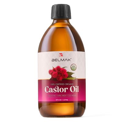 Organic Castor Oil Cold Pressed Unrefined (Glass Bottle 8 Oz) USDA Certified Organic, Aceite de Ricino 100 Pure y Natural, Hexane Free, Castor Oil for Hair Growth, Thicker Fuller Eyelashes Eyebrows