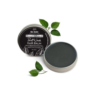 Nat Habit Hibiscus Black Seed Hair Beard Balm For Hair Growth, Beard Growth, Hair Smoothening Straightening - Infused With Hibiscus Leaves (Pack Of 1, 25Ml), 35 Grams