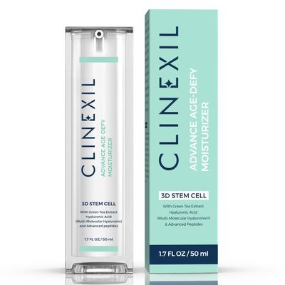 Clinexil Advanced Age-Defy Moisturizer - 1.7 FL OZ Stem Cell Serum for Face with Multi-Molecular Hyaluronic Acid, Dual Peptides Collagen for Multi Layer Hydration, Anti-Aging, Wrinkle Reduction.