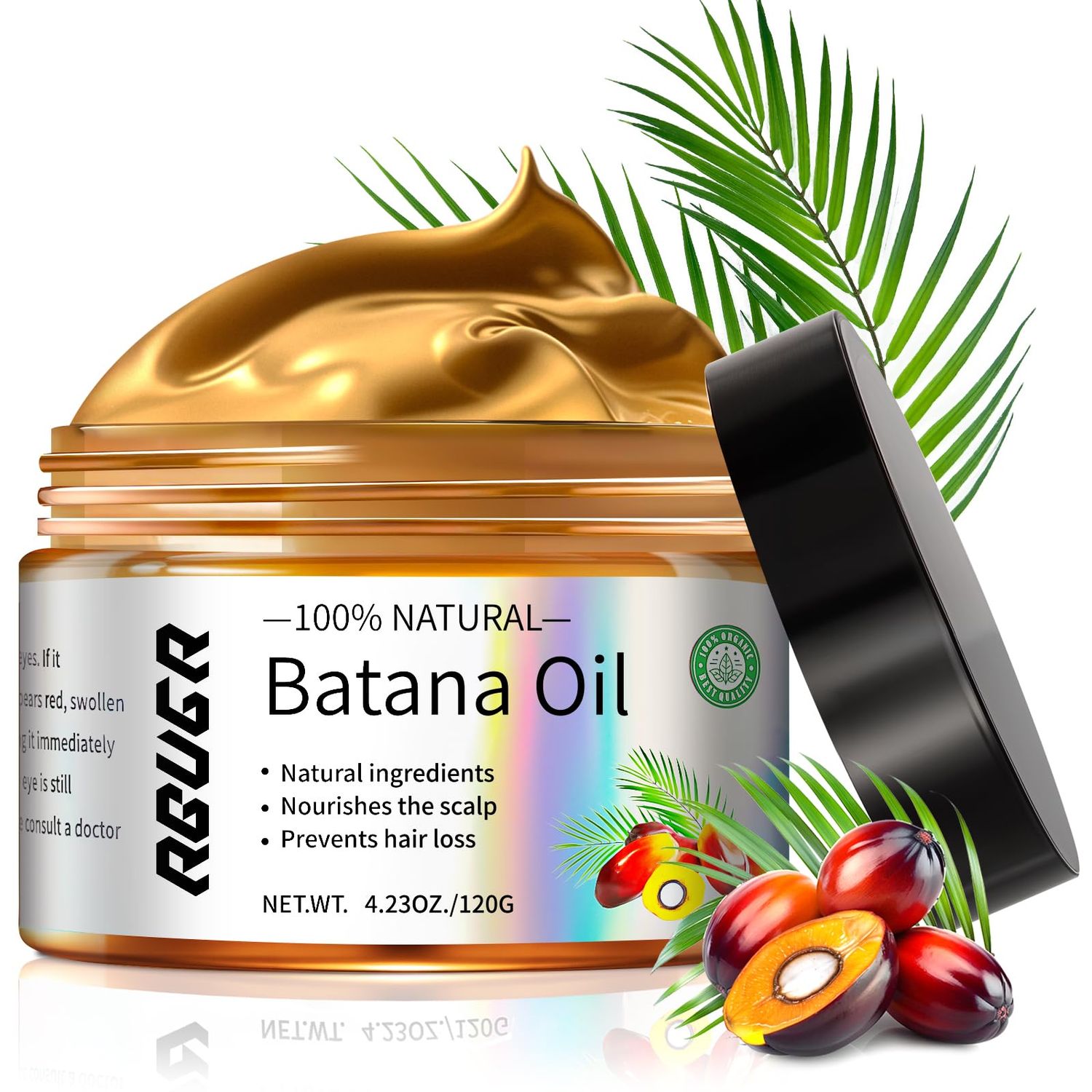 RBUGR Batana Oil for Hair Growth,1 Pack 100 Batana Natural Hair Growth Oil,Batana Oil Organic for Hair Growth, Promote Thicker, Stronger, Healthier Hair with Shine Treatment for MenWomen-4.23oz