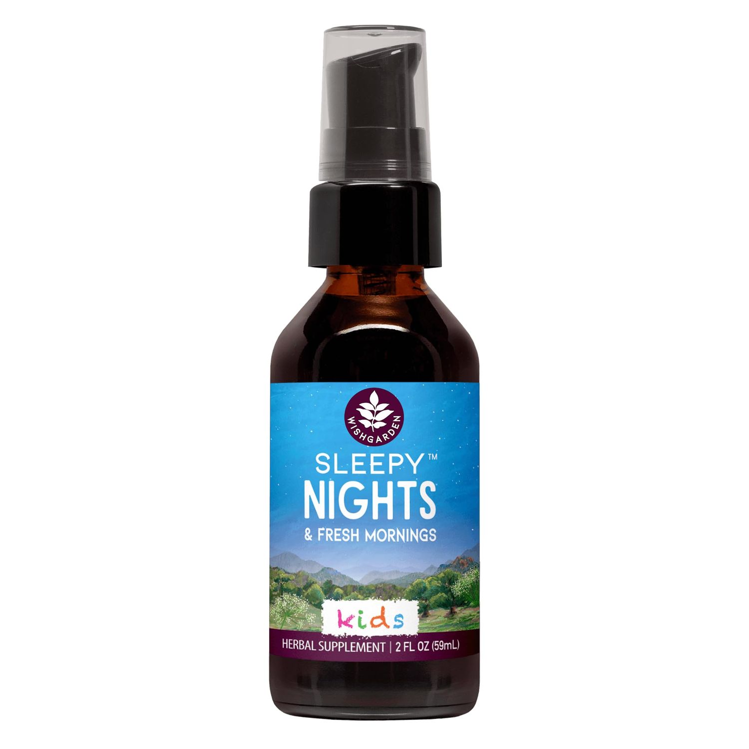 WishGarden Herbs Sleepy Nights for Kids - All-Natural Herbal Sleep Aid Tincture Without Melatonin, Organic Sleep Supplement with Passionflower Scullcap, Supports Safe and Restful Deep Sleep, 2oz