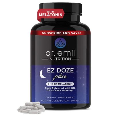 DR. EMIL NUTRITION EZ Doze Melatonin-Free Natural Sleep Aid with L-Theanine, GABA 5HTP - Extra Strength Sleeping Pills for Adults - Safe and Non-Habit Forming (60 Veggie Capsules)