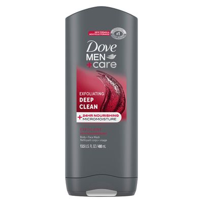 DOVE MEN CARE Body and Face Wash Exfoliating Deep Clean Body Wash for Men with 24-Hour Nourishing Micromoisture Technology, 13.5 oz