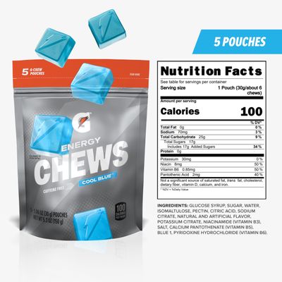 Gatorade Energy Chews, Cool Blue (Pack of 5)
