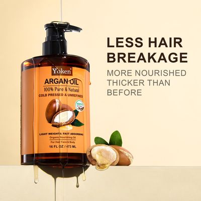 Yoken Argan Oil for Hair, Pure and Natural Morocco Argan Oil, Argon Oil For Hair, Scalp, Face Skin Care, 100 Cold Pressed Hair Conditioner, Unrefined Argon Nails Carrier Oil (16 Fl Oz)