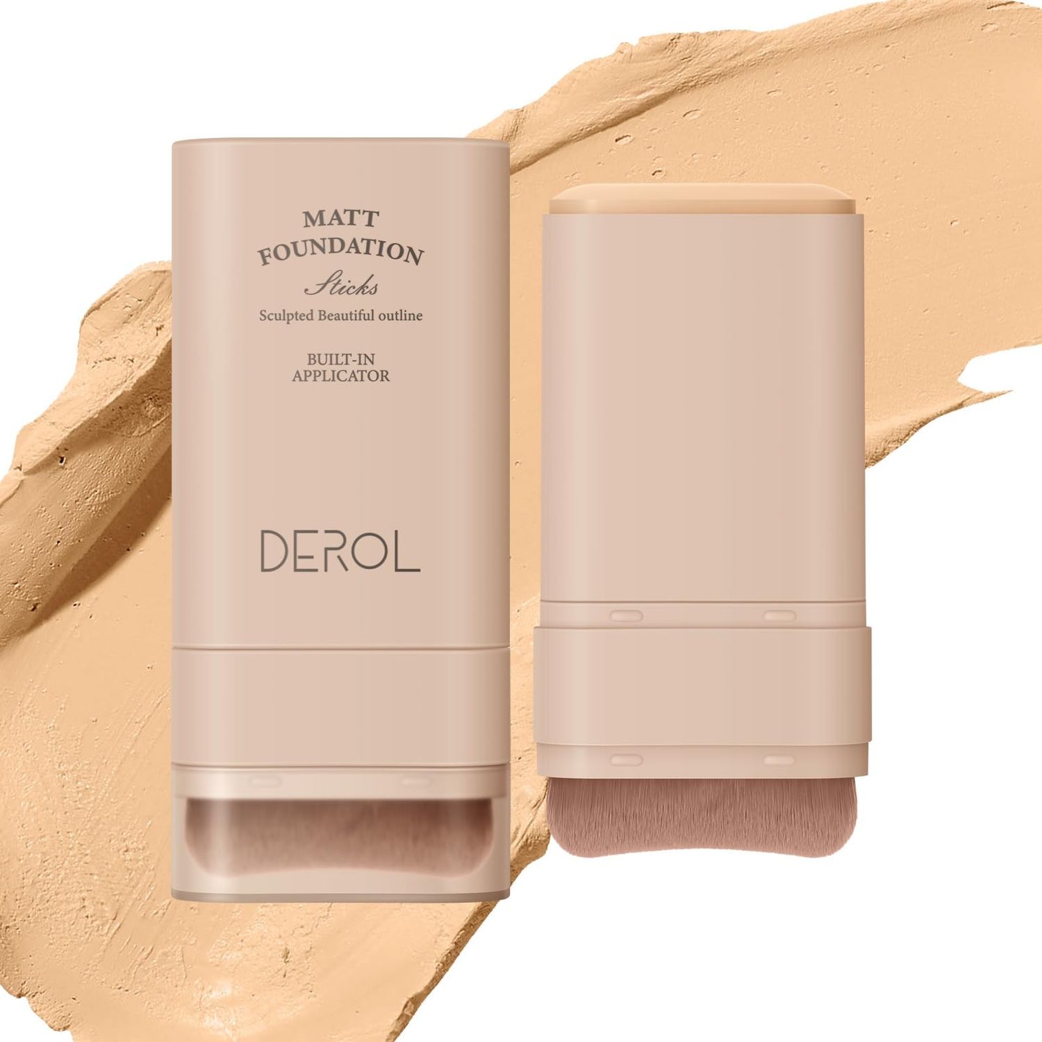 SWETIYOU Multi-Use Foundation Stick Makeup with Built-In Brush, Lightweight Buildable Medium-to-Full Coverage, Longwear Contour Stick, Natural Finish