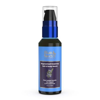 Blue Nectar Rosemary Hair Scalp Serum for Women Men Advanced Hair Growth Serum for Dry Frizzy Hair with Plant Based Keratin (17 Herbs, 50ml)