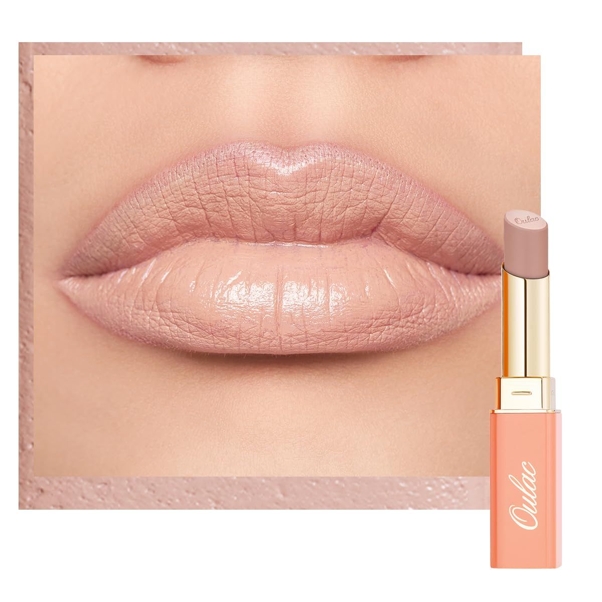 Oulac Beige Lipsticks for Women, Pale Nude Matte Lip Base, Full Coverage Lip Color, Satin Matte Finish, Cream Texture, Hydrating, Infused with Hyaluronic Acid, Vegan Clean Beauty 4g SG01 Bare