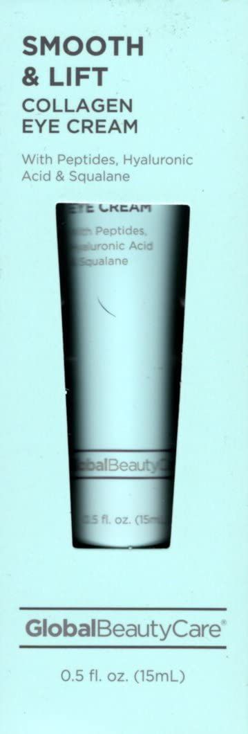 Global Beauty Care Smooth Lift Collagen Eye Cream with Peptides, Hyaluronic Acid Squalane 0.5fl oz