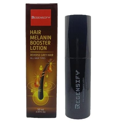 REGENSIFY Hair Melanin Booster Lotion 50 ml (1.69 Fl Oz) Anti Grey Hair Lotion with 2 Darkenyl, 1 Greyverse, 2 MelanoGray, He Shou Wu, Adenosine, Coenzyme Q10, SantEnergy, Biotin
