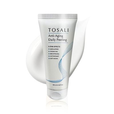 TOSALI Anti Aging Daily Peeling 6.8 oz - Exfoliator Peel Off Face Mask with Lactic Acid, Hyaluronic Acid Vitamin E - Hydrating Face Exfoliator, Skin Care For Women, All Skin Types