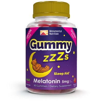 Gummy ZZZs Melatonin, Gelatin-Free, Drug-Free, Vegetarian, Vegan-Friendly, Halal Certified, Gluten-Free, Delicious Strawberry Flavor, Kosher-Friendly, For Adults, Men, Women, 90 count