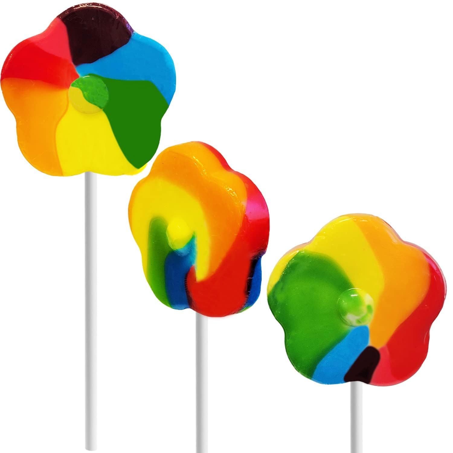 Fruidles Flower Rainbow Extra Large Swirl Lollipop, Mixed Fruit Flavor, Individually Wrapped, 3&quot; Inch Sucker (6-Pack)