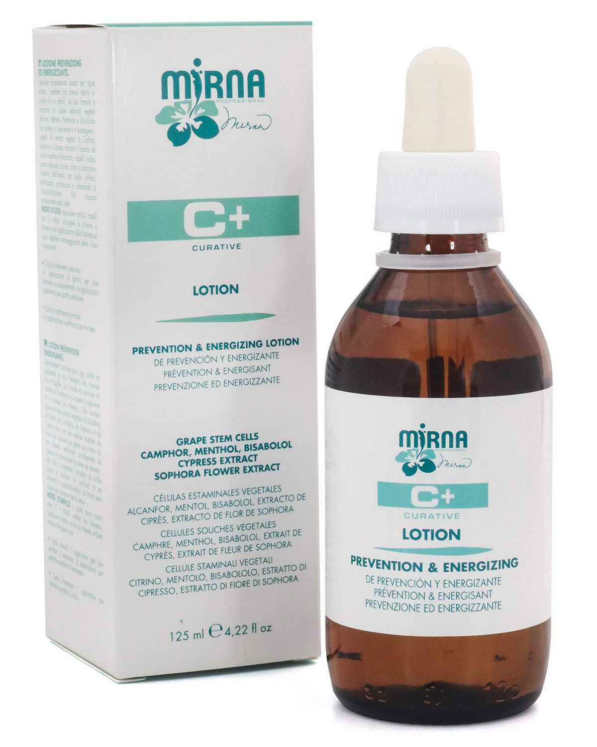 Mirna Professional Prevention Energizing Anti Hairloss lotion For Weak Hair Infused with Menthol, Pantenol, Sophia Flower Extract, Grape stem cells Sulphate, Paraben, SLS Gluten Free 125ml4.22oz