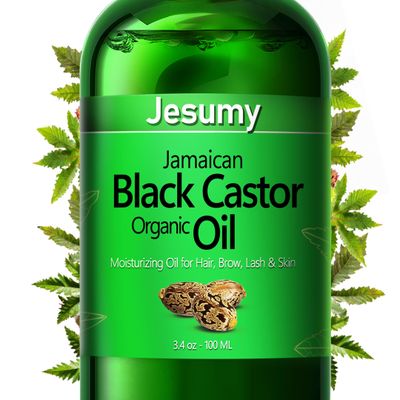 JESUMY Jamaican Organic Black Cold-Pressed Castor Oil (3.4 Oz) - For Hair Growth, Face, Scalp, Eyebrows Eyelashes