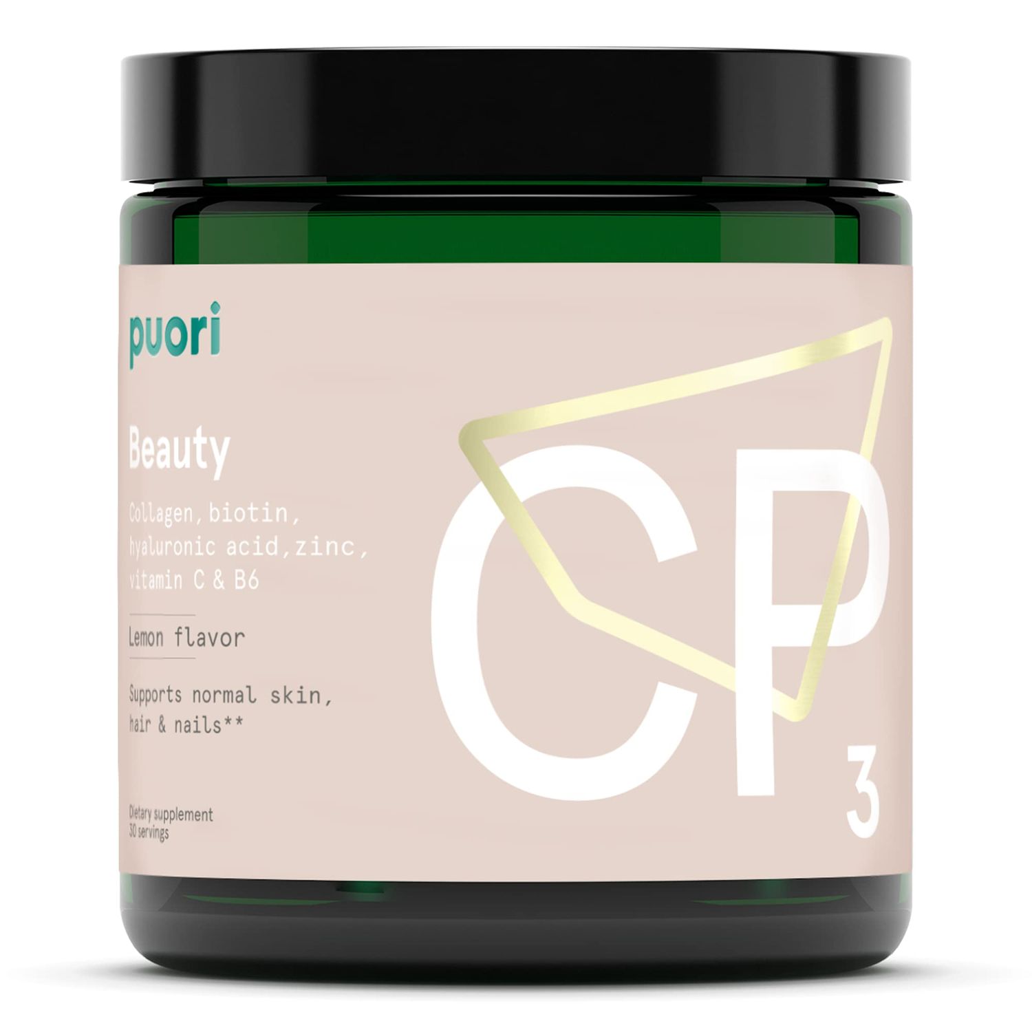 Puori Collagen Powder Supplement with Biotin Hyaluronic Acid, CP3 Beauty Complex - Hydrolyzed Collagen Peptides - Skin, Hair Nails - Zinc, Vitamin B, Vitamin C - Lemon