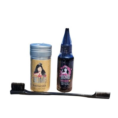 she is bomb collection Hair Care Set, Styling Wax Stick 2.7 oz, Growth Oil and Edge Brush