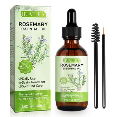 &quot;HUALIJIA Hair Oil, 100 Pure Natural Rosemary Essential - 2.02 Fl Oz, Promotes Hair Growth, Reduces Hair Loss, Repairs Damaged , Nourishes Skin, Suitable for All Hair Types&quot;