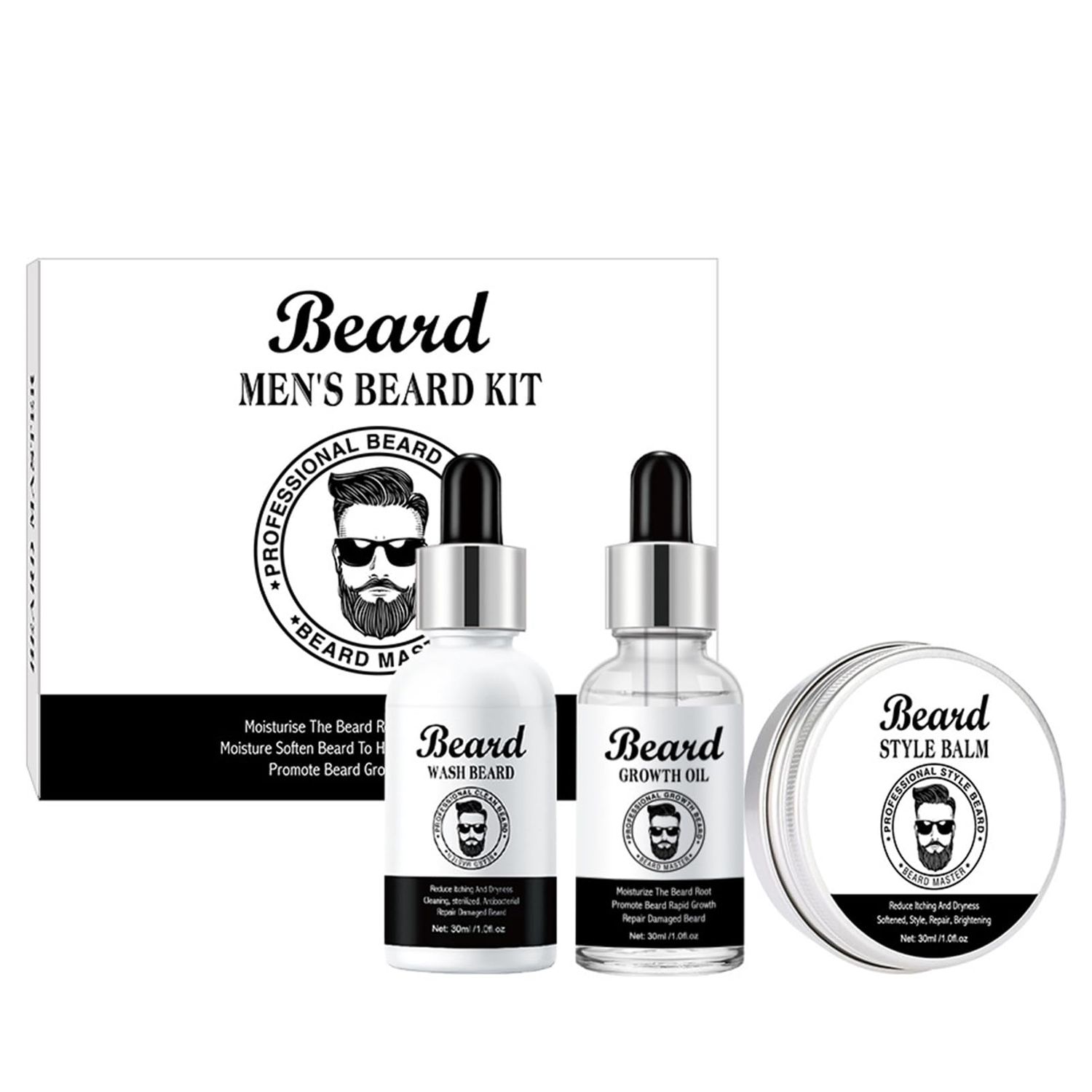 Beard Kit Beard Grooming Kit For Men, Stocking Stuffer For Men, Beard Growth Kit With Beard Wash, Beard Balm, Beard Growth Oil, Men Stocking Stuffers for Christmas, Stocking Stuffers for Men