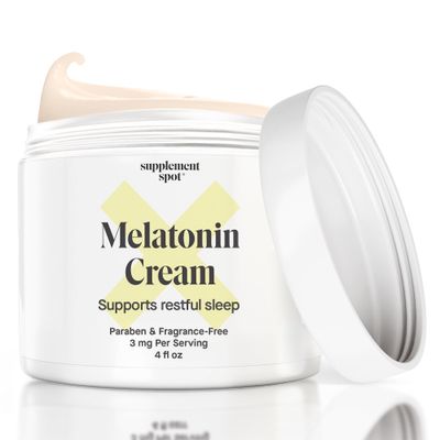 Supplement Spot Melatonin Cream for Restful Sleep - Melatonin Sleep Supplement Reset Biological Body Clock - Paraben, Fragrance-Free to Reduce Fine Lines Wrinkles - Natural Sleep Cream (4 oz)