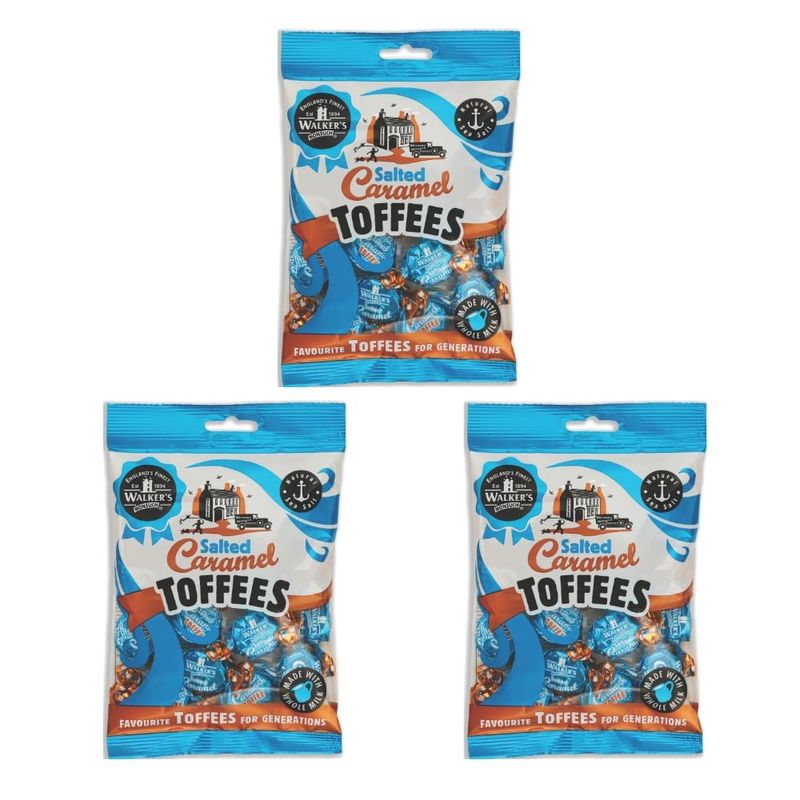 Walkers' Nonsuch Salted Caramel Toffees with Butter Whole Milk Imported from the UK Traditional British Candy Individually Twist Wrapped Toffee 5.29 Oz (Pack of 3)