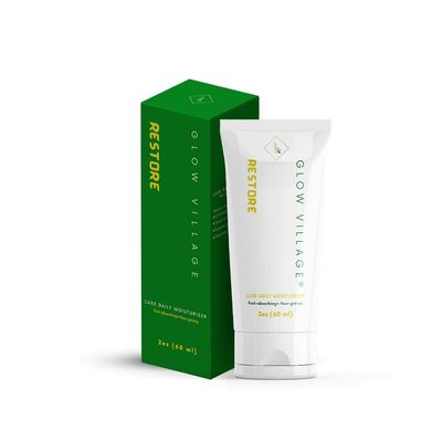 Glow Village Restore Luxe Daily Moisturizer Vegan, Oil-controlling, Hydrating, with Hyaluronic Acid Skin-Protecting Fast-absorbing, Non-Comedogenic for All Skin Types 2 oz