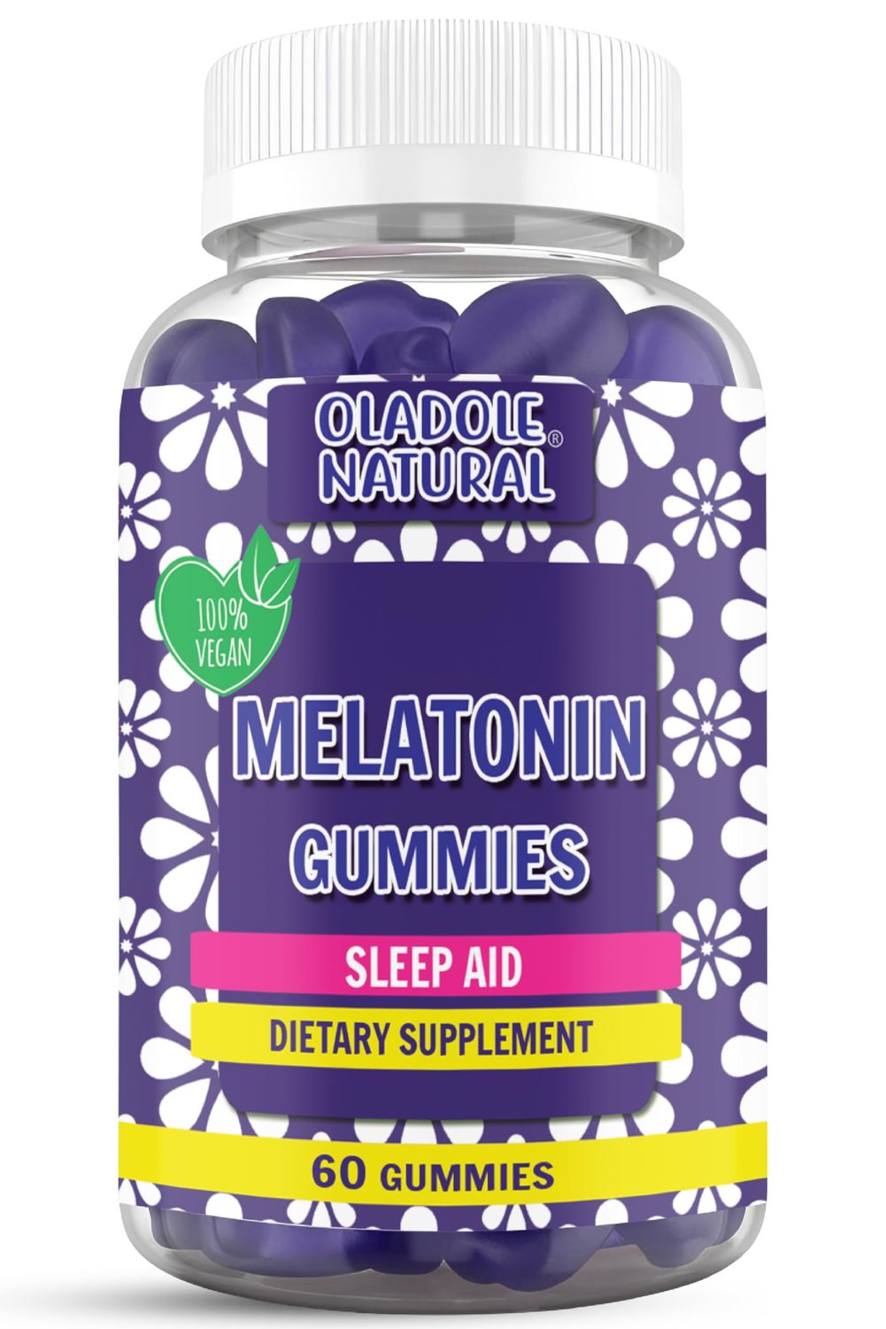 Oladole Natural Sleep Complex 86mg Extra Strength Melatonin, L-Theanine, Passiflora, 5-HTP, Ghana Seed Extracts Sleep Support Promotes Relaxation Fall Asleep Faster - 60 Gummies, Grape Flavor