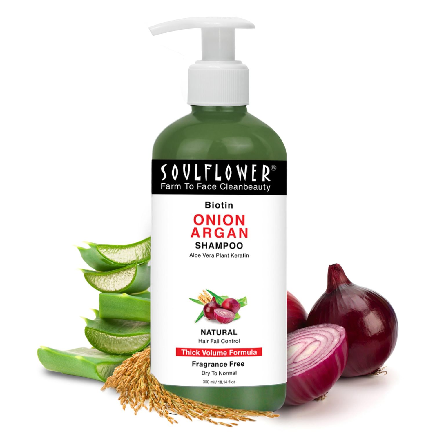 Soulflower Biotin Shampoo for Hairfall Control, Strengthening, Hydrates Protects hair, Cruelty Free, Vegan, Paraben Sulfate Free, Aloevera, Onion Plant Keratin - 10 oz