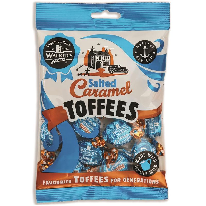 Walkers' Nonsuch Salted Caramel Toffees with Butter Whole Milk Imported from the UK Traditional British Candy Individually Twist Wrapped Toffee 5.29 Oz (Pack of 3)
