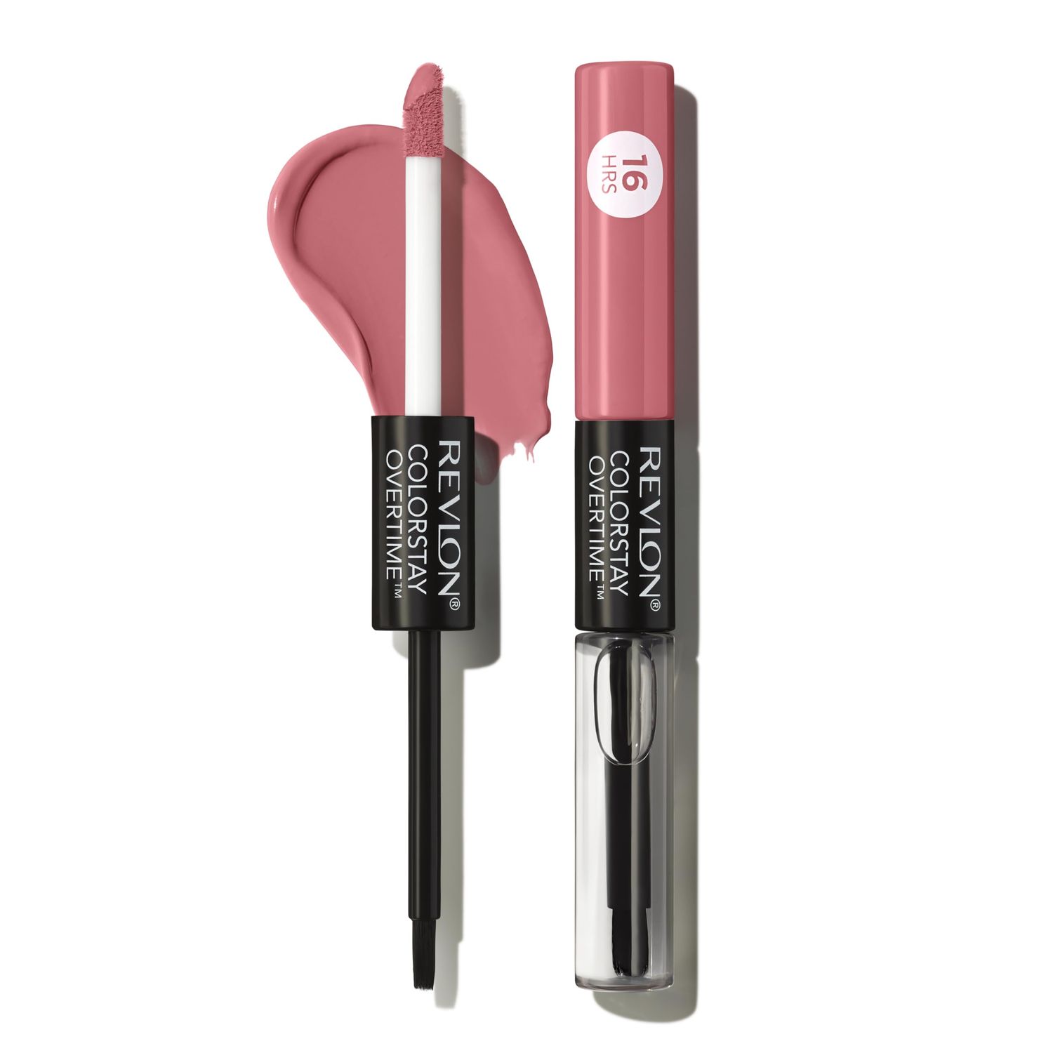 Revlon Liquid Lipstick with Clear Lip Gloss, ColorStay Overtime Lipcolor, Dual Ended with Vitamin E, 550 Blush Hour, 0.07 Fl Oz