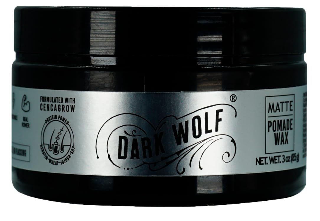 DARK WOLF Matte Finish Pomade Wax - Firm Hold, Matte Finish, Hair, Beard Mustache Styling - 3 oz