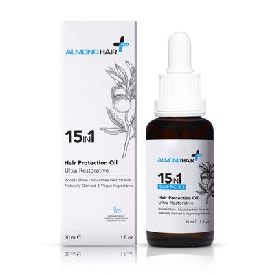 almond hair 15-in-1 Hair Oil - 1fl oz Ultra-Restorative Hair Oil Treatment with Rosemary, Almond, Coconut Oil - Vegan and Natural Ingredients - Intense Nourishment and Shine Boost Natural Hair Oil