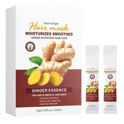 Hair Mask Conditioner, 20Pcs Ginger Hair Treatment Mask for Dry and Damaged Hair Smoothes and Strengthens Hair Ginger Essence Repair and Hydration Hair Cream Portable and Travel Size 10g0.35 Fl.Oz