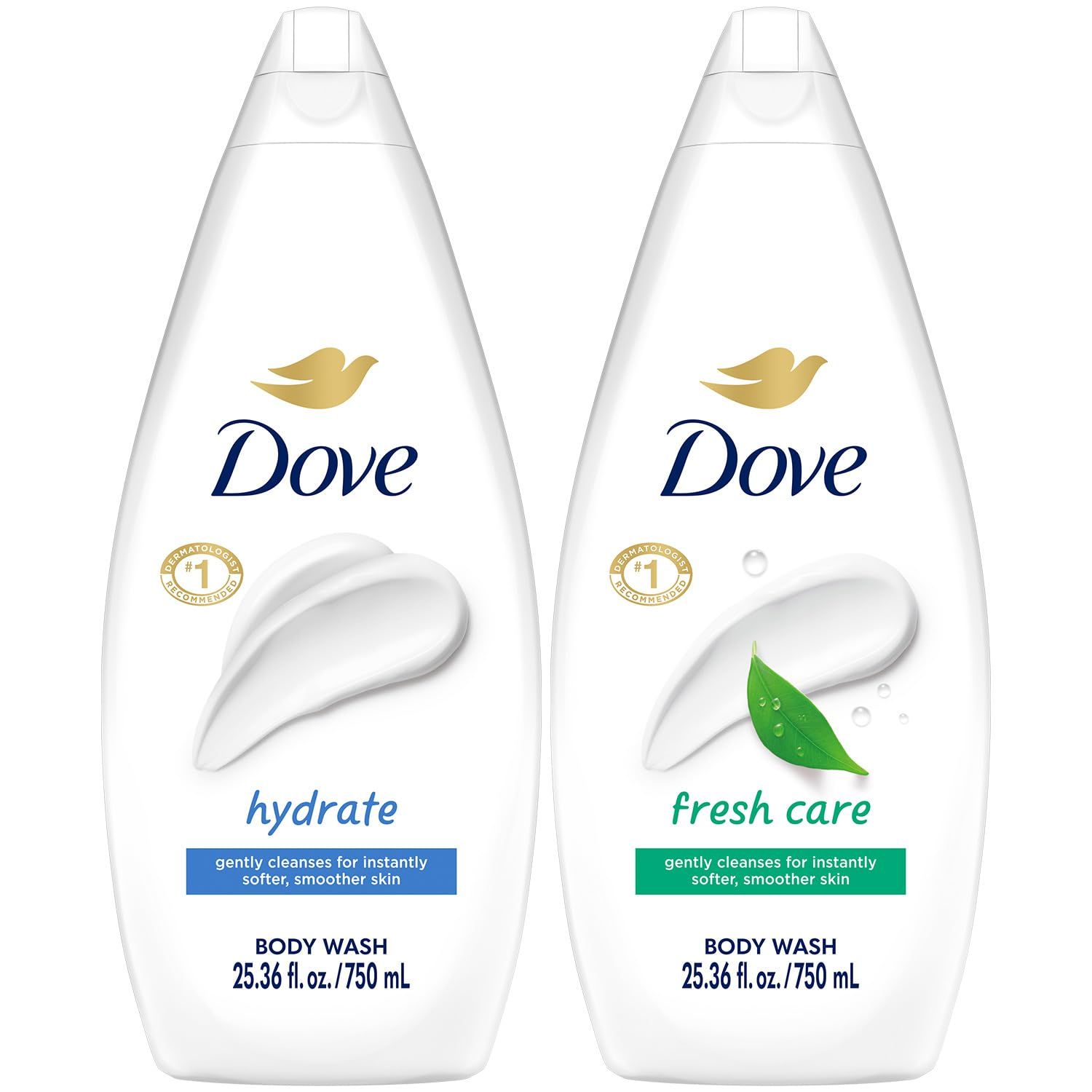 Dove Body Wash, Hydrate Fresh Care, Value-Size Variety 2-Pack - Moisturizing Cleanser for Smooth, Soft Skin, 25.36 Oz Ea