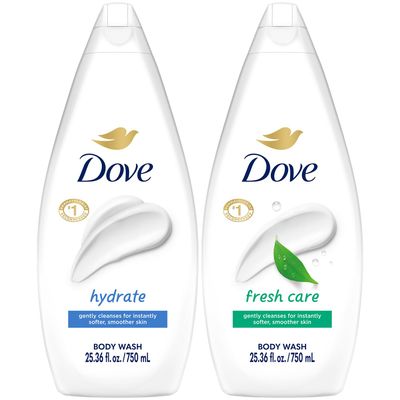 Dove Body Wash, Hydrate Fresh Care, Value-Size Variety 2-Pack - Moisturizing Cleanser for Smooth, Soft Skin, 25.36 Oz Ea