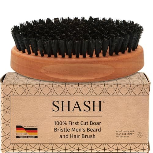 SHASH Captain 100 Boar Bristle Hair Brush - Made in Germany Naturally Conditions, Improves Texture, and Stimulates the Scalp Ideal for Thin to Normal Hair