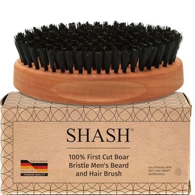 SHASH Captain 100 Boar Bristle Hair Brush - Made in Germany Naturally Conditions, Improves Texture, and Stimulates the Scalp Ideal for Thin to Normal Hair