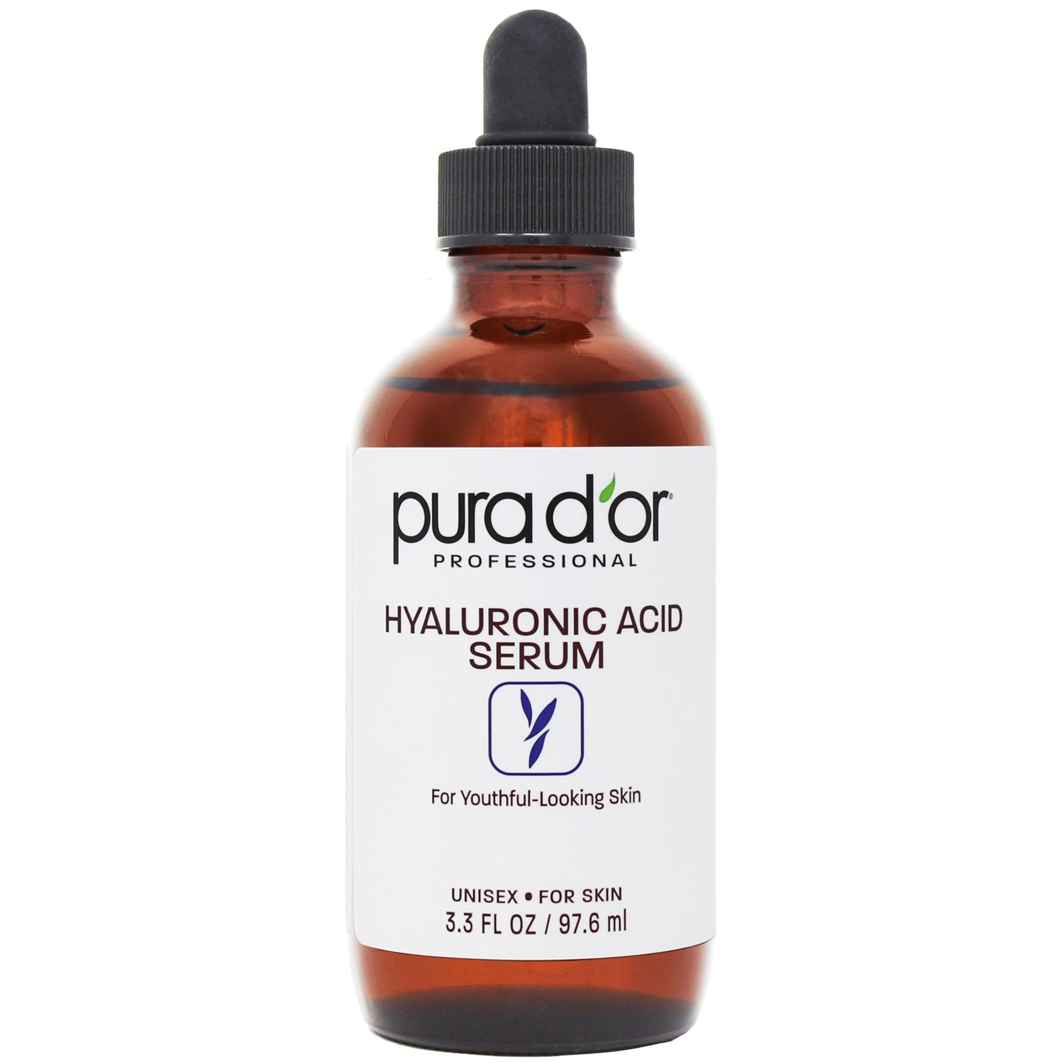 PURA D&#39;OR 3.3 Oz Hyaluronic Acid Serum For Deep Hydration - Anti-Aging, Plumping Moisturizing Formula For Smooth, Supple Skin - Natural Skincare Boost - Fine Lines Wrinkle Reducer - Travel Size