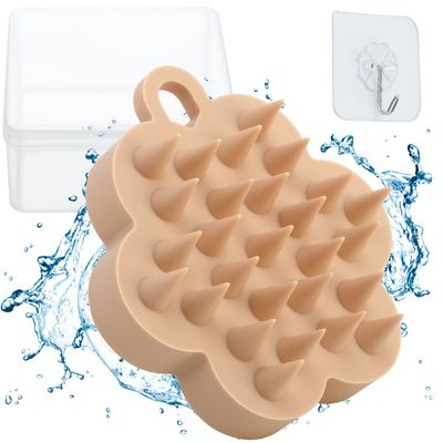 Silicone Scalp Massager Shampoo Brush, Hair Scrubber with Soft Silicone Bristles,Scalp BrushExfoliator for Dandruff Removal Hair Growth Stimulator,Wet Dry Scalp Brush for Scalp Care(Orange)