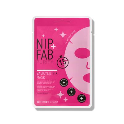 Nip Fab Salicylic Acid Fix Sheet Mask for Face, Hyaluronic Acid, Lotus Flower BHA Facial Mask, Multi, 0.8 Fl Oz