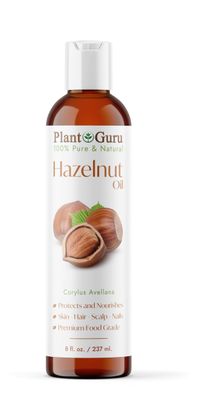 Hazelnut Oil 8 fl. oz. Cold Pressed 100 Pure Natural Carrier - Skin, Face, Body And Hair Growth Moisturizer. Great For DYI Cream, Lotions and Lip balm.