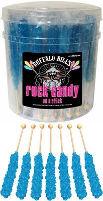 Buffalo Bills Raspberry (Dark Blue) Rock Candy On A Stick (36-ct tub dark blue rock candy sticks)